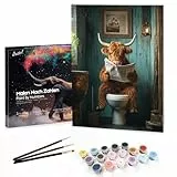 Bougimal Malen Nach Zahlen Erwachsene Tier Mit Rahmen inklusive Pinsel und Acrylfarben - 28 x 35 cm, Kuh