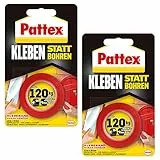 Henkel Pattex Kleben statt Bohren Klebeband, extra starkes doppelseitiges Klebeband, Doppelklebeband für Montagearbeiten innen & außen, Wandbefestigung ohne Bohren, Vorteilspack mit 2 Stück, 9H PXMT2X