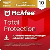 McAfee Total Protection 2026 (10 Geräte), 15 Monate Amazon Exklusiv | Virenschutz, VPN, Betrugsschutz, Sicherheitssoftware, Identitätsüberwachung | Abonnement mit automatischer Verlängerung | Download
