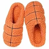 Gaatpot Hausschuhe Damen Herren Wärme Pantoffeln Winter Slipper mit Ballsportmotiv,Basketball Orange,44/45(290)