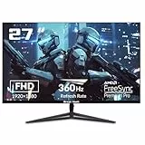 Great voell Gaming Monitor 27 Zoll, 360Hz, FHD(1920x1080P), HDMI 2.0, DP 1.4, HDR, Anti-Blaulicht Augenschutz, 99% sRGB, FreeSync, VESA-Unterstützung, Kann gekippt Warden, pc Bildschirm 16:9