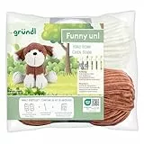 Gründl Funny uni Häkeltier häkeln, Set mit 2 x 100 g Funny uni Chenillegarn, 1 Häkelnadel und eine Anleitung in Deutsch u. Französisch (Hund Benni)
