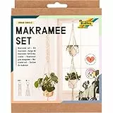 folia 23729 - Makramee Set Urban Jungle, 7-teilig, Garn (natur beige), Garn (pastellgrün), Holzperlen, Holzringe, 100 % Baumwolle, mit Anleitung, zum Basteln und Knüpfen