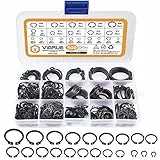 VIGRUE 500tlg Sprengring Sortiment Sicherungsring Set 21 Größe Kohlenstoffstahl E-Clip Externe Haltering Externes C-Clips Geteilte Schnallen Innen-Seegering Unterlegscheiben, M4-M28 mit Kunststoffbox