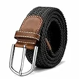 DonDon Stoffgürtel Stretchgürtel geflochten und elastisch Gürtel für Damen und Herren Länge 100 cm bis 130 cm schwarz