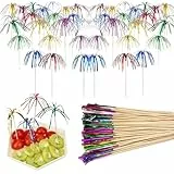 100 Stücke Cocktail Feuerwerk Dekoration Drink Dekoration Glitzerpalmen Cocktailspieße 23cm für Geburtstagsbars Obst Snacks Party Weihnachtsdekoration Deko Usw (Mehrfarbig)