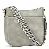 BOSTANTEN Handtasche Damen Mittelgroß Umhängetasche Crossbody Bags Leder Schultertasche für Frauen Shopper Tasche mit Verstellbarem Farbigem Riemen Grau