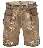 Schöneberger Trachten Couture Herren Lederhose kurz mit Trachtengürtel aus Echt Leder, traditionelle Vintage Trachtenhose für Oktoberfest, Lugano (54)