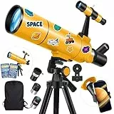 HUGERSTAR Teleskop Astronomie Profi für Erwachsene & Kinder, 80mm Öffnung 500 mm Astronomisches Refraktor Teleskop für Anfänger, Tragbares Reiseteleskop mit Stativ, Handyadapter, Rucksack & Aufklebern
