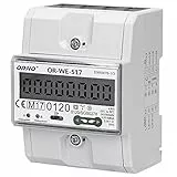 ORNO OR-WE-517 Multitarif Zweiwege Stromzähler Hutschiene 3-Phasen-Anzeige des Stromverbrauchs mit MID Zertifikat, Modbus Kommunikationsprotokoll, 0,25A - 80A, 3 x 230V/400V, 50/60Hz,1000 imp/kWh