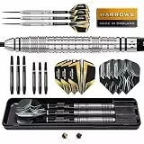 Harrows Combat Dartpfeil-Set mit 90% Wolframstahlspitze, 21 g bis 30 g, alle Gewichte erhältlich, riesiges 17-teiliges Paket mit Ersatzschäften, Prime Flights und Reiseetui (24 Grams)