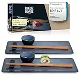 Moritz & Moritz VIDA 10-tlg. Sushi Geschirr Set für 2 Personen - Sushi Servierset mit 2x Sushi-Teller, Dip-Schälchen und Stäbchen