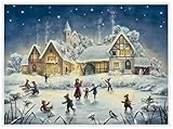 Adventskalender 'Schlittschuhlaufen vor dem Dorf'