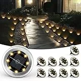 Solpex Klein Solar Bodenleuchten, Solarleuchte für Garten 8 LEDs 20 Stück, Warmweiß Gartenleuchten Edelstahl Wasserdicht für außen, Garten, Terrasse, Rasen, Hof, Gehweg