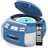 Greadio Tragbarer CD Player, Boombox Kassettenspieler mit Bluetooth, FM Radio mit Fernbedienung, AUX-/USB-Wiedergabe, Kassettenrekorder, AC-Kabel/Batteriebetrieb, LCD-Bildschirm für Kinder