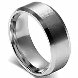 Flongo Herren Ring Männerring, 8mm Band Ringe Daumenring Siegelring Silber Valentine Lieben Paar Engagement Verlobungsringe Hochzeit Poliert Herren-Accessoires Größe 63