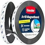GAUDER A+B Magnetband für Fliegengitter & Moskitonetze - Selbstklebende Magnetstreifen mit starker gegenseitiger Anziehung - Magnetklebeband mit Gegenstück & starkem Kleber (8+8 m)