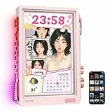 Divoom Times Frame – transparenter digitaler Bilderrahmen (10,1-Zoll) mit WLAN und 64 GB, IPS-Display mit Schweb-Effekt und RGB-Drehknopf, 400+ Zifferblätter, Widgets und Pixel-Art-Community (rosa)