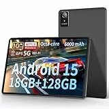 Aobante Tablet 25,4 cm, 2025 Android 15 neueste Tablets, 18 GB + 128 GB, 1 TB erweiterbar, Widevine L1 kompatibles Octa-Core-Tablet mit WiFi 6, 6000 mAh Akku, Dual-Kamera (5 MP + 8 MP)