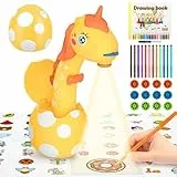 Zeichenprojektor für Kinder, Einhorn-Muster Projektor Verfolgen und Zeichnen Toy, MOMSIV Zeichenbrett Zeichenspielset Spielzeug mit 96 farbenfrohen Mustern für Jungen und Mädchen Geschenke, Gelb