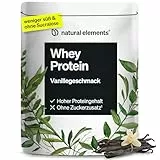 natural elements Whey Protein Pulver – Vanille – 1kg – 24g Protein pro Portion – nicht zu süß, nur natürliche Aromen – hochdosiert – in Deutschland produziert & laborgeprüft