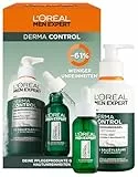 L'Oréal Men Expert Anti-Pickel Pflegeset für Männer, Geschenkset mit Waschgel und Serum für unreine Haut, Geschenke für Herren mit Salicylsäure & Niacinamide, Derma Control, 1 x 260 ml, 1 x 30 ml