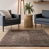 Interiyou Hochflor Teppich Sofia - 160x160 cm Taupe - flauschig und einfarbig - waschbar und rutschfest - weicher Langflor