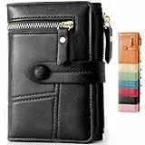 Lakpopya Geldbörse Damen 14×10cm, Geldbeutel Viele Fächer, Portemonnaie Damen PU Leder mit Münzfach (schwarz)