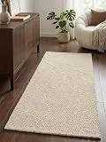 Hanse Home Wollteppich Calmio - Natur Wohnzimmerteppich - Handgetuftet - Hygge Skandi, Boho Läufer Wolle für Wohnzimmer, Schlafzimmer, Esszimmer, Flur - Natur Weiß, 80x200cm