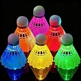 DASIAUTOEM LED Badminton Bälle, 6er Set Federball Leuchtend, Federball Set Badminton Bälle, Leuchtende Federbälle, für Nacht Sportliche Aktivitäten Drinnen und Draußen