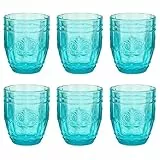 BUTLERS 6er Set Trinkgläser 250ml - VICTORIAN - Wassergläser in Vintage Design | Retro Gläser in bunten Farben mit Prägung | spülmaschinenfestes Trinkgeschirr für Wasser, Saft, Cocktails