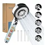 Nafall Hochdruck Duschkopf mit Filter, Shower Head with Filter mit 5 modi, Brausekopf Dusche, Filter Duschkopf, Wassersparend Duschbrause für Schwermetall,Harte Wasser,Rest-Chlor,Bakterien, Chrom