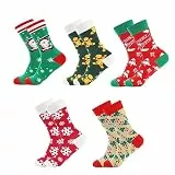 EDWINENE Weihnachtssocken Damen Herren 5 Paar, Lustige weihnachten socken 37-46, Unisex Weihnachtsmotiv Socken, Bunte Gemusterte Weihnachtsmann Neuheit Socken Weihnachten Geschenke