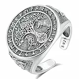 INFUSEU Offener Größenring, Verstellbar 925 Sterling Silber Modell 7-8 Zweiköpfige Schlange/gelada/umarmung/wolverine/orang-utan/drache/pentagramm Ring Geschenk für Sie (Wikinger)