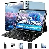 ZIOVO Tablet PC 10 Zoll Android 14 mit 22GB RAM+128GB ROM(1TB TF), Widevine L1, 5G WLAN, Octa-Core 2.0GHz, 8000mAh, 5+8MP, BT 5.0, AGPS, Metallgehäuse Tablet mit Tastatur und Maus - Blau
