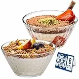 CRYSTALIA Premium Glas Dessertschalen 6er Set, 330ml, 100% BLEIFREIE Stapelbare Kristallglaskeschälchen