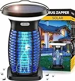 PRANITE Solar Insektenvernichter, kabellose Mückenlampe 3500V für Innen Außen, USB-Wiederaufladbare Fliegenfalle wasserdichte IP66 für Garten, Terrasse, Camping