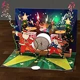 papercrush Pop-Up Karte Rockige Weihnachten mit Musik & LED Licht - Lustige 3D Weihnachtskarte für Männer, Frauen und Kinder - Handgemachte Geschenkkarte mit Sound für Freund, Mann oder Papa