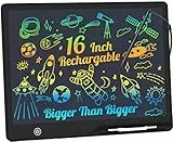 Kinayue LCD-Schreibtablett für Kinder, Wiederaufladbare Maltafel Zeichentafel, Vorschule Lernen Spielzeug Weihnachten Geburtstag Ostern Geschenk 3 4 5 6 7 Jahre alt Mädchen Jungen (16 Zoll-Schwarz)