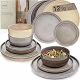 SÄNGER Kairo | Tafelservice 12 teilig, Steingut Geschirr Set 4 Personen, 4x Speiseteller 4x Dessertteller 4x Schalen Geschirrset & Schale mehrfarbig, Teller Set mix, Tiefe Teller | VALUE COLLECTION