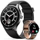 Woneligo Smartwatch Damen Herren Rund(2 Armbänder), 1.27' HD Zoll Touchscreen 40mm Smart Watch mit Telefonfunktion/KI-Sprachassistent, 120 Sportmodi Fitness Tracker mit Herzfrequenz, SpO2, Schlaf