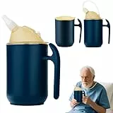 HOVCEH 400ml Becher für Ältere Menschen, 3-in-1 Auslaufsichere Becher für ÄltereMenschen mit Je Zwei Deckeln und Stroh, Dysphagie-Tassen aus Edelstahl für Senioren, Patienten, Menschen mit Störungen