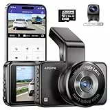AZDOME Dashcam Auto Vorne Hinten 3K/2K+1080P, WiFi Dash Cam Auto Kamera 3' IPS-Bildschirm mit 64GB SD Karte, ADAS, Nachtsicht, WDR, 170° Weitwinkel, Loop-Aufnahme, Sprachausgabe