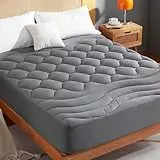 Sonive Matratzenschoner 160x200, weicher Topper, Matratzenauflage mit 38cm tiefen Taschen, Atmungsaktives Matratzenschutz, Grau