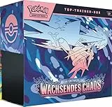 Pokémon-Sammelkartenspiel: Top-Trainer-Box Mega-Entwicklung – Wachsendes Chaos (1 Vollbild-Promokarte, 9 Boosterpacks & Premium-Zubehör)