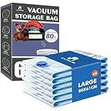 Vakuumbeutel für Kleidung Bettdecken 6 Stück, CaptainFive Vakuumierbeutel 6 * LARGE (80 x 61cm) Vakuum Kleiderbeutel Aufbewahrungsbeutel Reise für Bettwäsche Kissen Kleidung Bettdecken