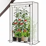Sekey Gewächshaus Klein 150x100x50 cm, Tomatengewächshaus Foliengewächshaus Tomaten Gewächshaus Balkon Indoor Outdoor - Stabil, Winterfest & Einfach zu montieren, Weiß