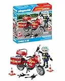 PLAYMOBIL Action Heroes 71466 Feuerwehrmotorrad am Unfallort, rasante Fahrt zum Einsatz, mit vielfältigem Zubehör wie Funkgerät und Feuerlöscher, realitätsnahes Spielzeug für Kinder ab 4 Jahren