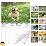 AEYAKA 2026 Hunde Wandkalender – Niedliche Hundebilder, Monatskalender bis A3 aufklappbar, Familien- & Büroplaner, Geschenk für Hundefreunde Deutsch