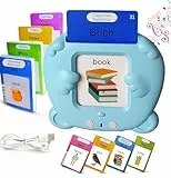 Sprechende Flash-Karten für Kinder Talking Flash Cards 112 Karten 224 Wörter von 3 4 5 6 7 Jahren Montessori Autismus Lernspielzeug für Kinder Geburtstagsgeschenk Motami (Deutsch-Blau)